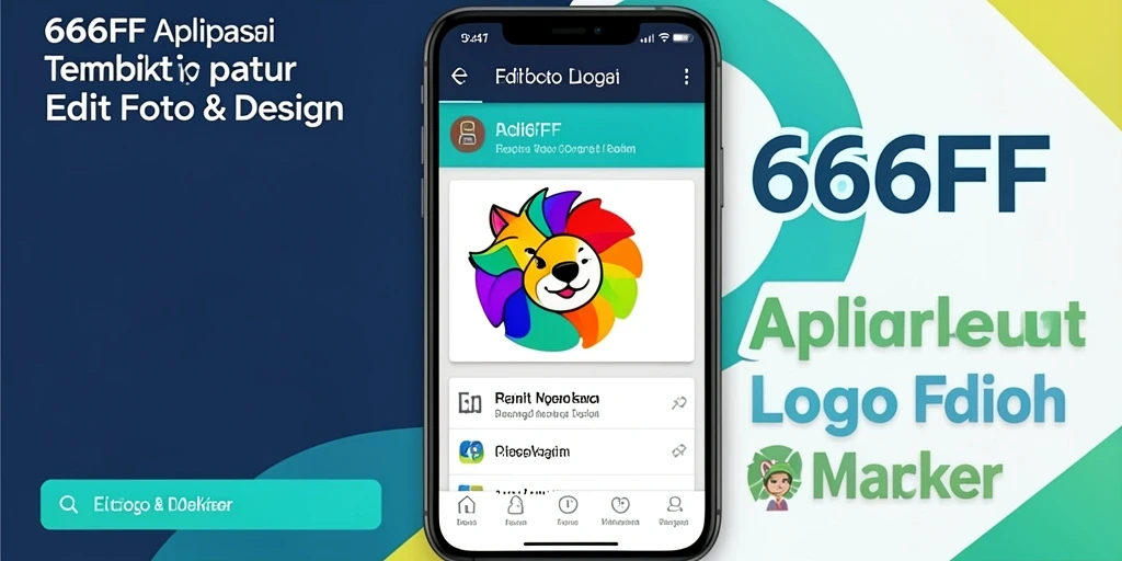 Screenshot antarmuka aplikasi 666FF menampilkan berbagai alat desain logo.