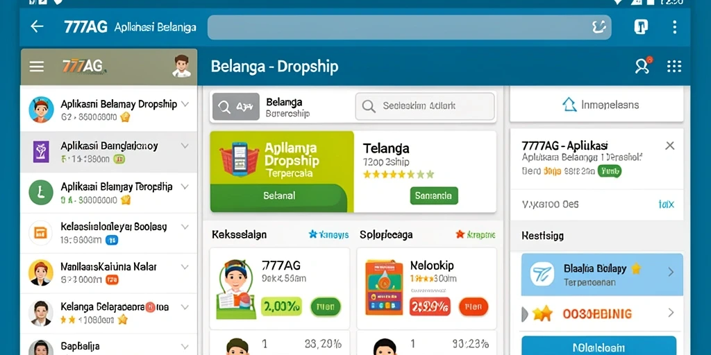 Tampilan antarmuka aplikasi 777AG yang menarik dan fungsional untuk belanja Dropship.