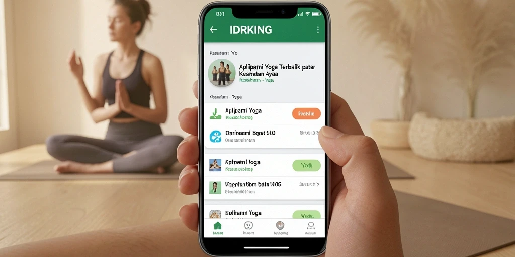 Antarmuka aplikasi IDRKING yang menampilkan latihan Yoga.