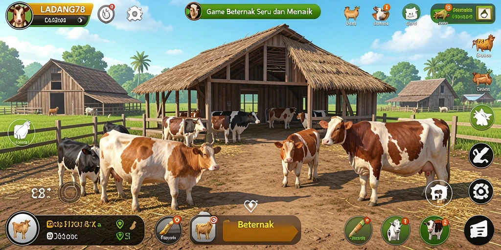 Tampilan antarmuka game Beternak yang menarik dan interaktif.
