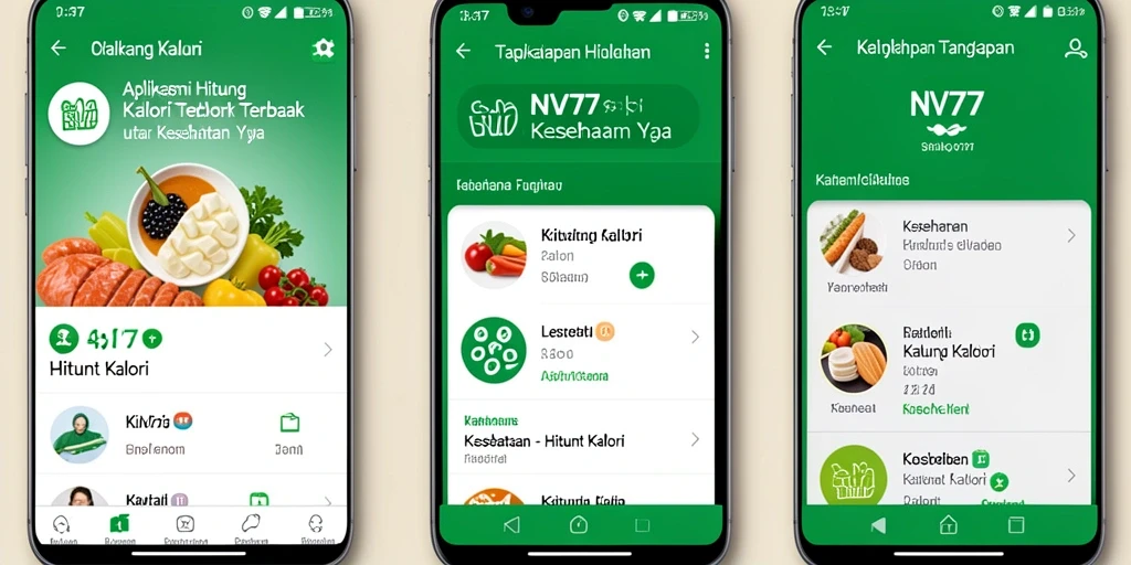 Tampilan antarmuka NV77 yang sederhana dan intuitif untuk menghitung kalori.