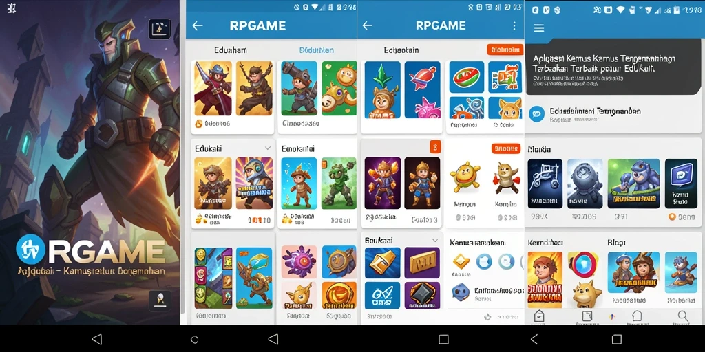 Antarmuka aplikasi RPGAME yang menarik untuk Kamus Terjemahan.
